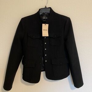 Mango Black Military-Style Button Jacket